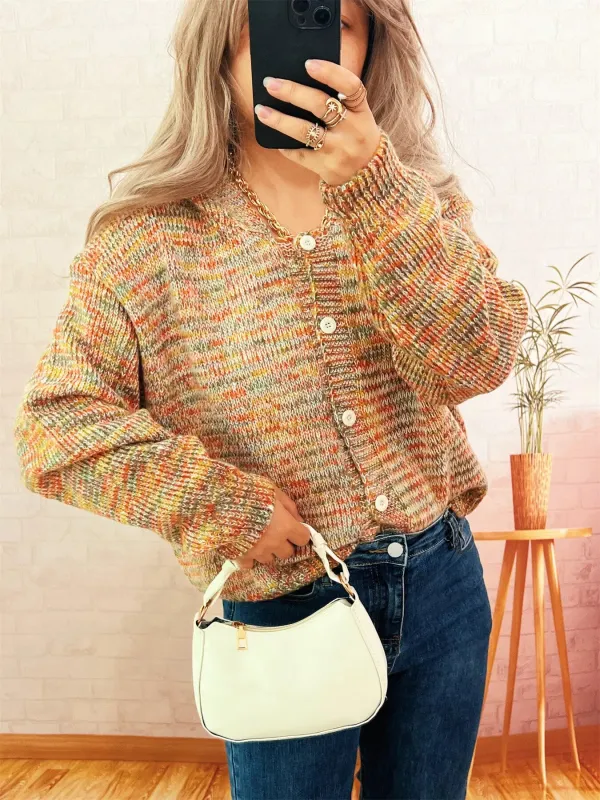 Multi-Colored Knit Button-Down Cardigan sold by Charming Charlie