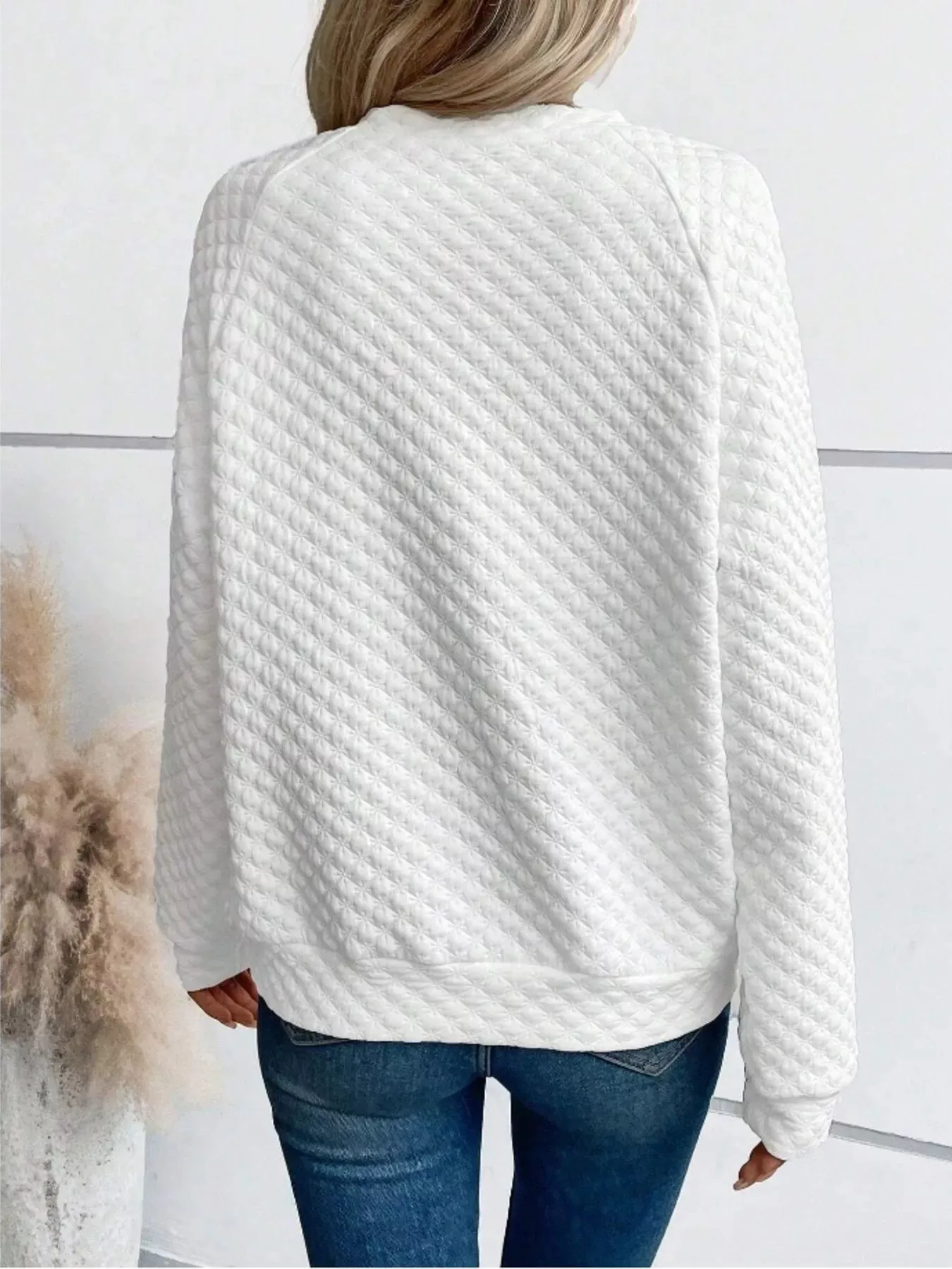 Textured Notched Raglan Sleeve Sweatshirt sold by Charming Charlie product image thumbnail 4