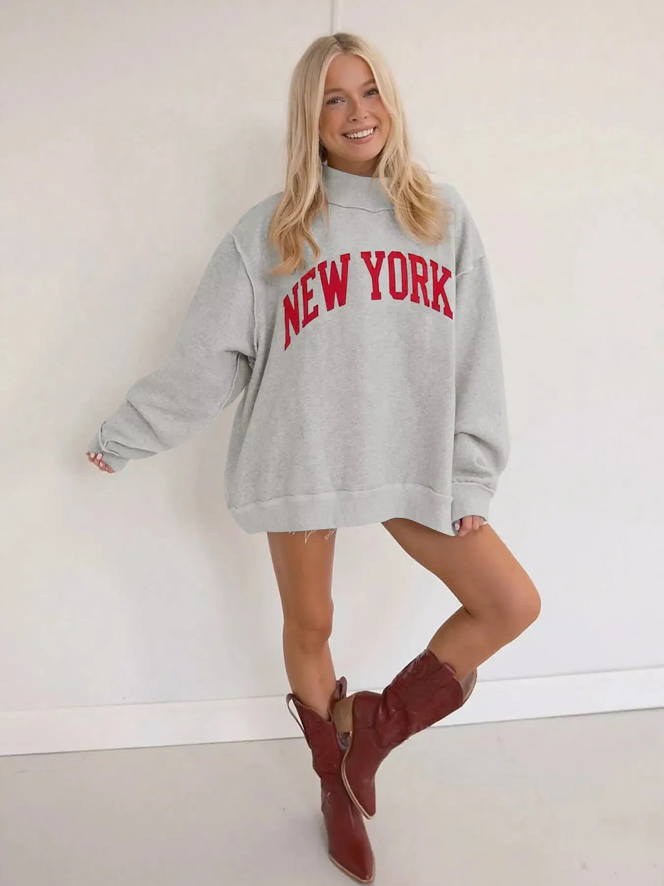 New York Oversized Dropped Shoulder Sweatshirt sold by Charming Charlie product image thumbnail 5