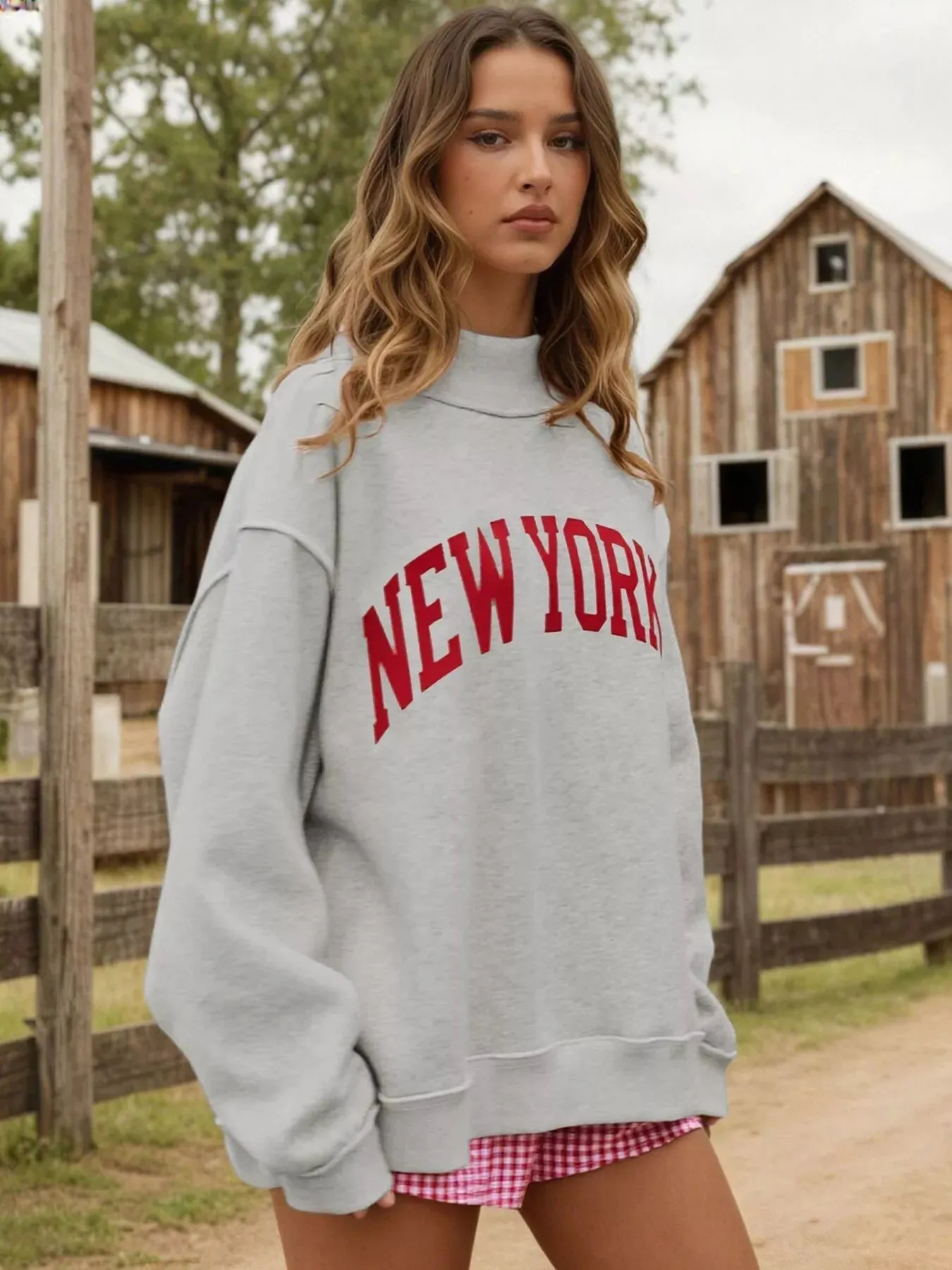 New York Oversized Dropped Shoulder Sweatshirt sold by Charming Charlie product image thumbnail 3