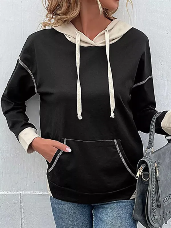 Color Block Hoodie with Drawstring and Kangaroo Pocket sold by Charming Charlie
