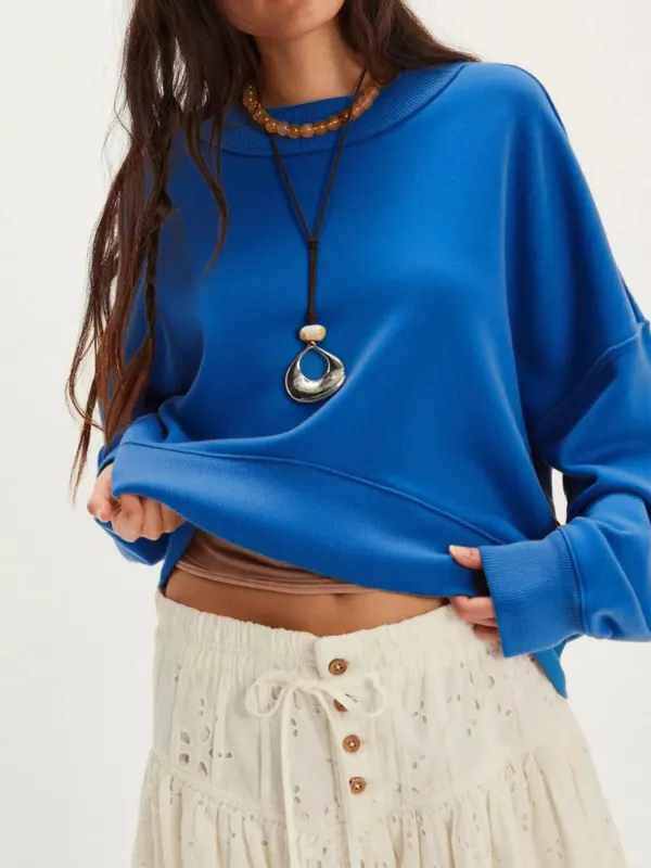 Exposed Seam Dropped Shoulder Sweatshirt sold by Charming Charlie