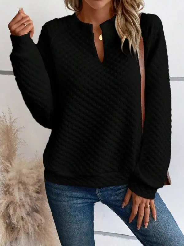 Textured Notched Raglan Sleeve Sweatshirt sold by Charming Charlie