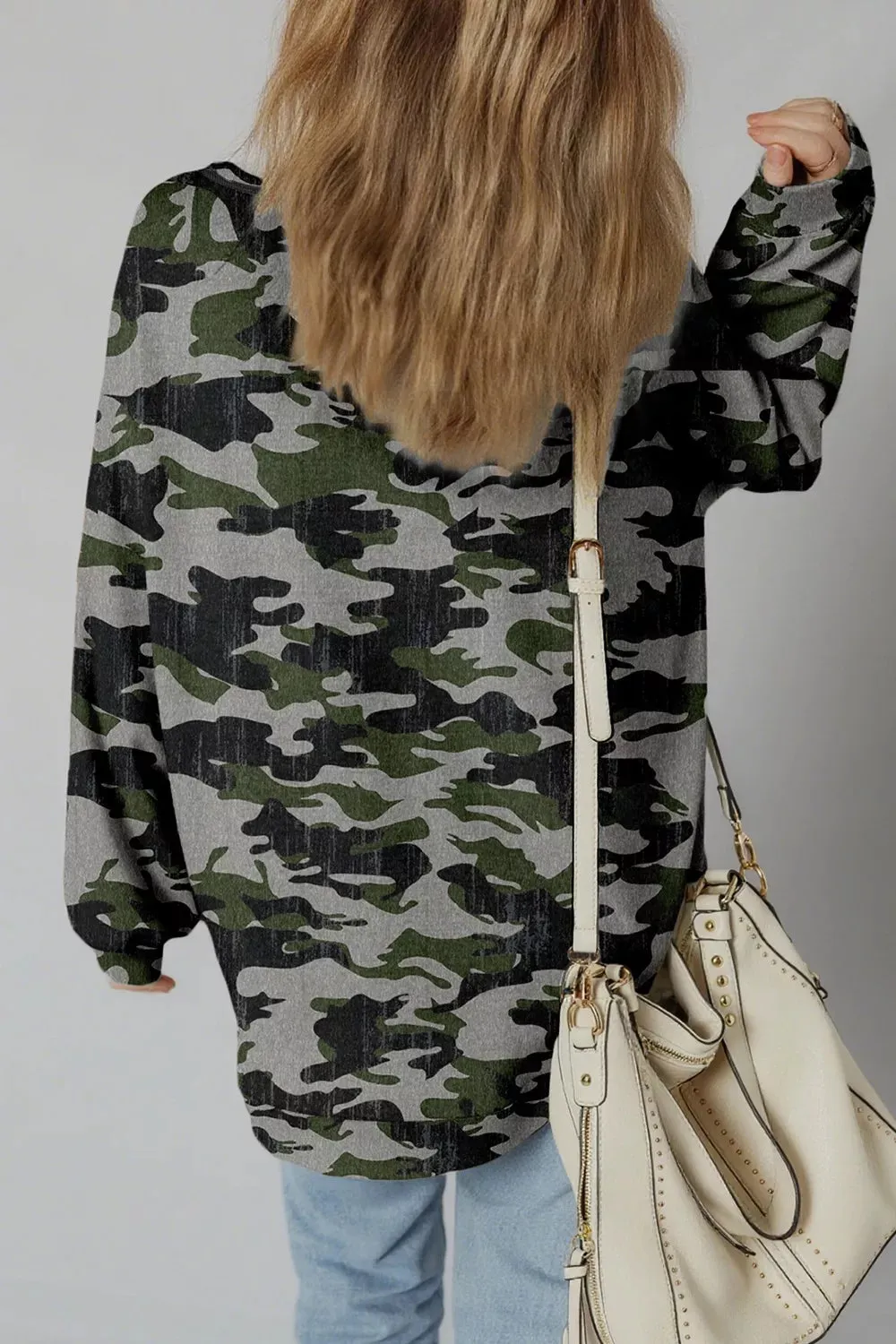 Camouflage Long Sleeve Sweatshirt with Relaxed Fit sold by Charming Charlie product image thumbnail 2