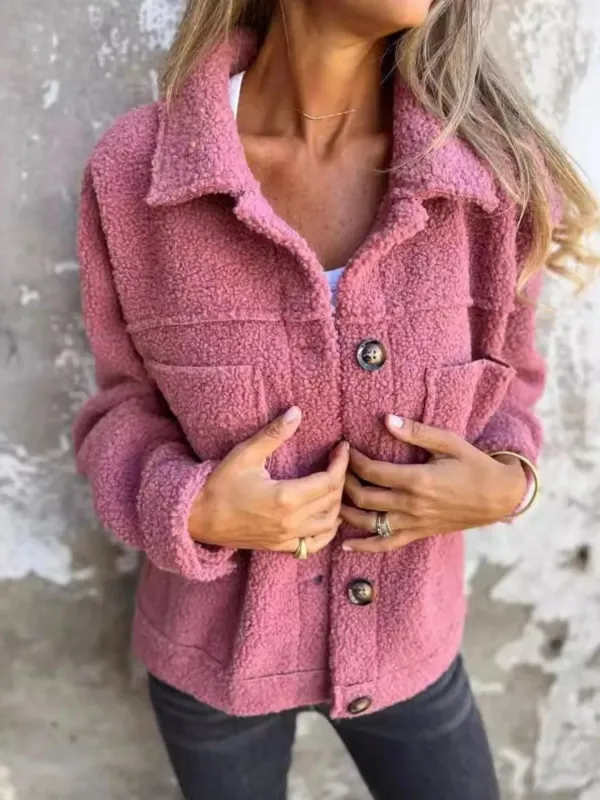 Full Size Single-Breasted Sherpa Shacket Plus Size sold by Charming Charlie