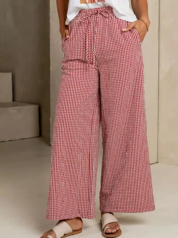 Gingham Print Wide Leg Casual Pants sold by Charming Charlie