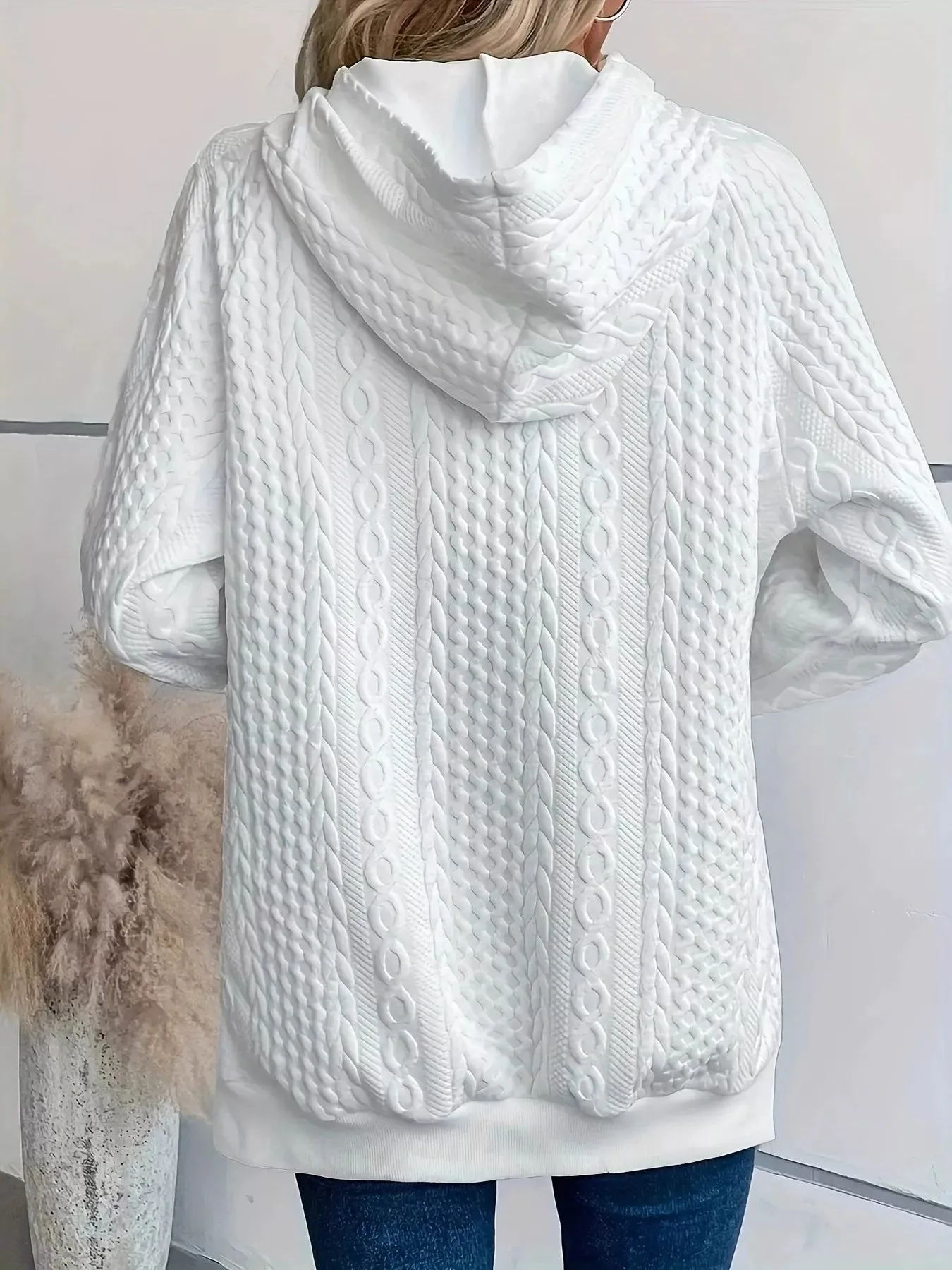 Cable Texture Hoodie with Side Button sold by Charming Charlie product image thumbnail 3