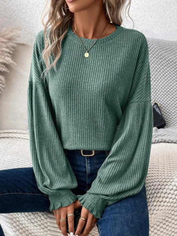 Ribbed Knit Long Sleeve T-Shirt sold by Charming Charlie