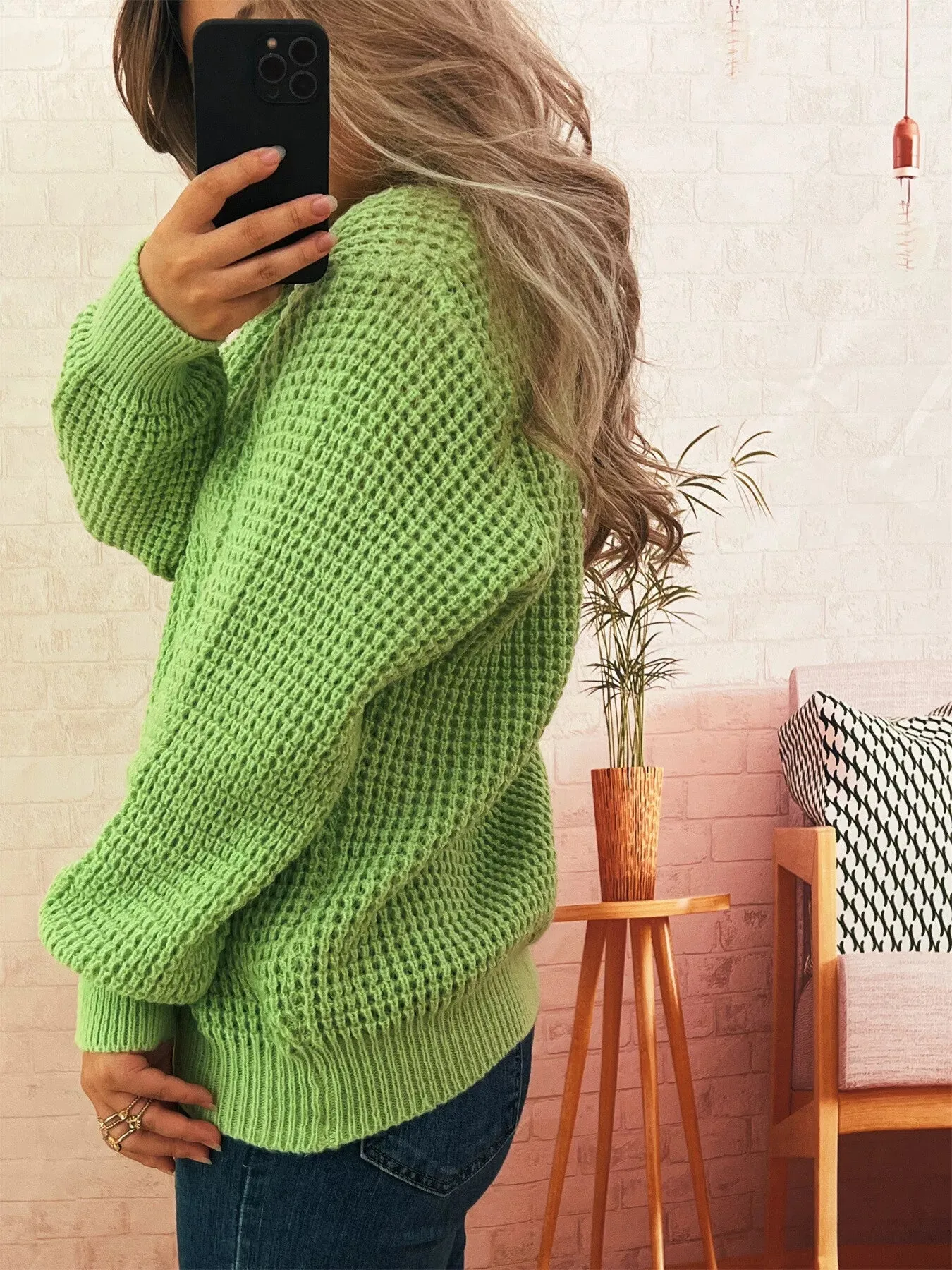 V-Neck Textured Knit Sweater sold by Charming Charlie product image thumbnail 5