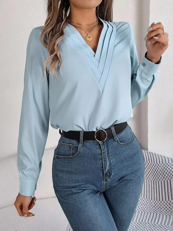 Layered V-Neck Long Sleeve Blouse sold by Charming Charlie