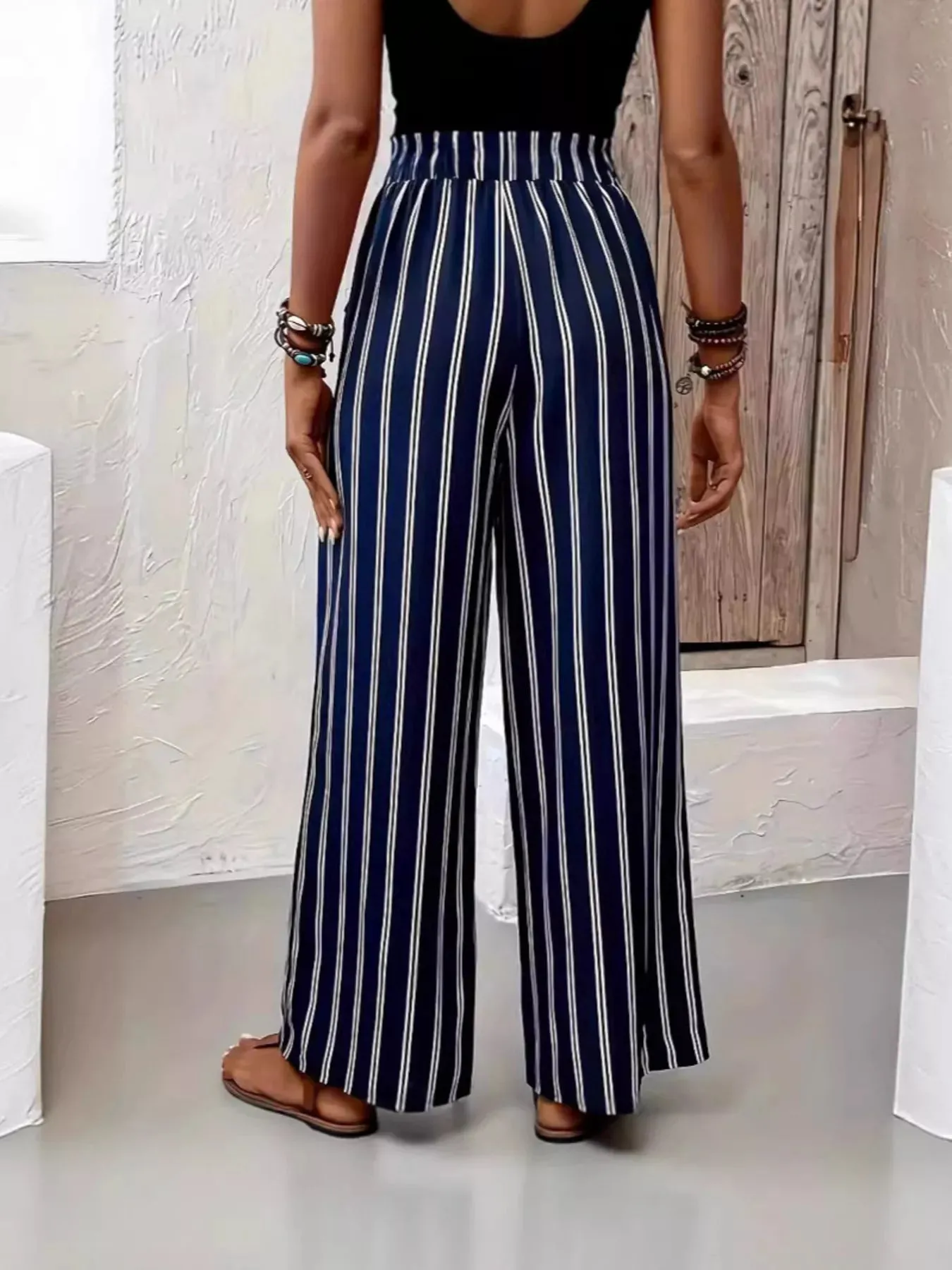 Full Size Striped High Waist Wide Leg Pants Plus Size sold by Charming Charlie product image thumbnail 2