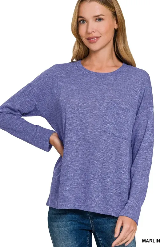 Zenana Slub Hacci Long Sleeve T-Shirt sold by Charming Charlie