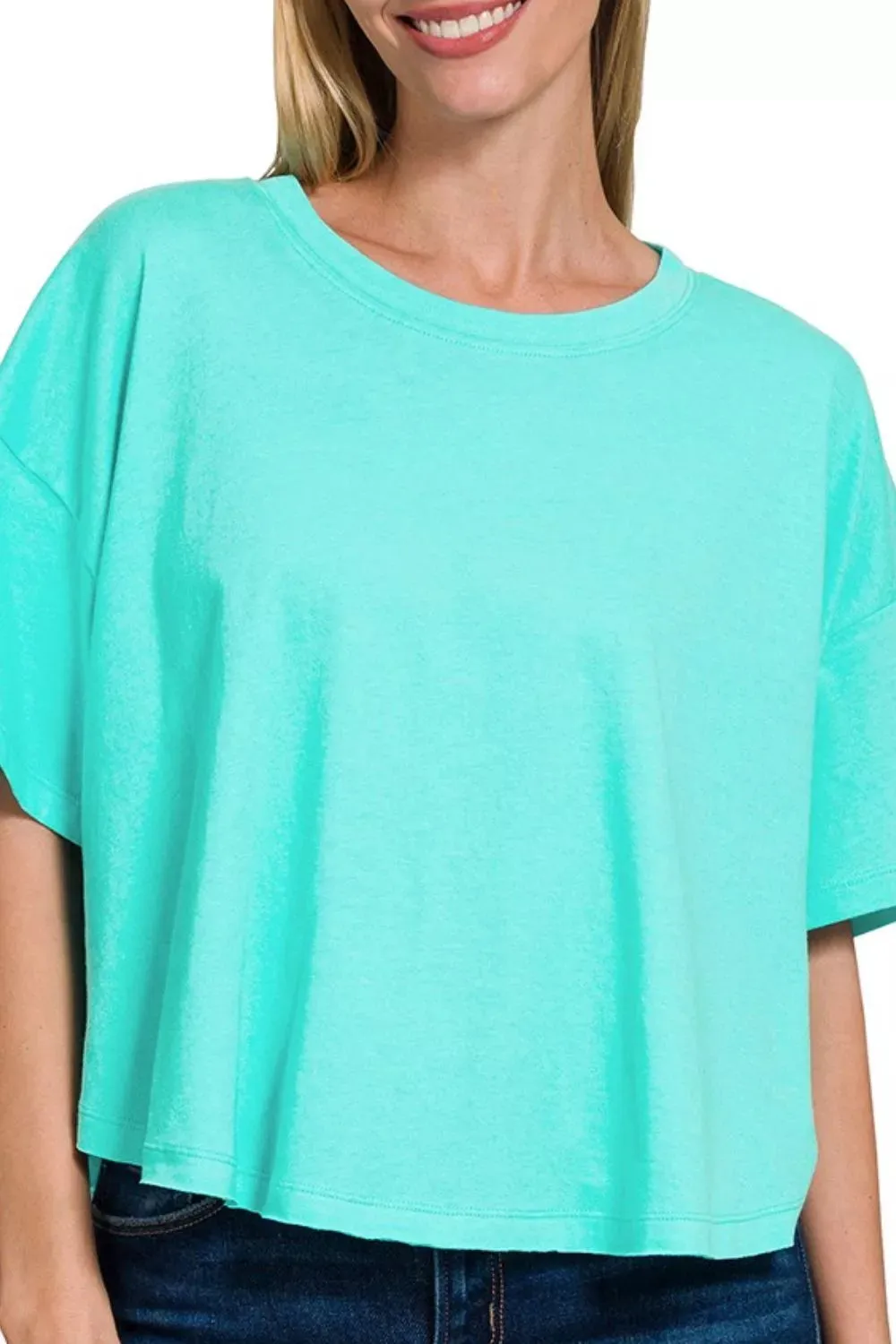 Zenana Cotton Round Neck Short Sleeve T-Shirt sold by Charming Charlie product image thumbnail 3