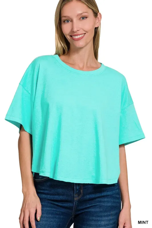 Zenana Cotton Round Neck Short Sleeve T-Shirt sold by Charming Charlie