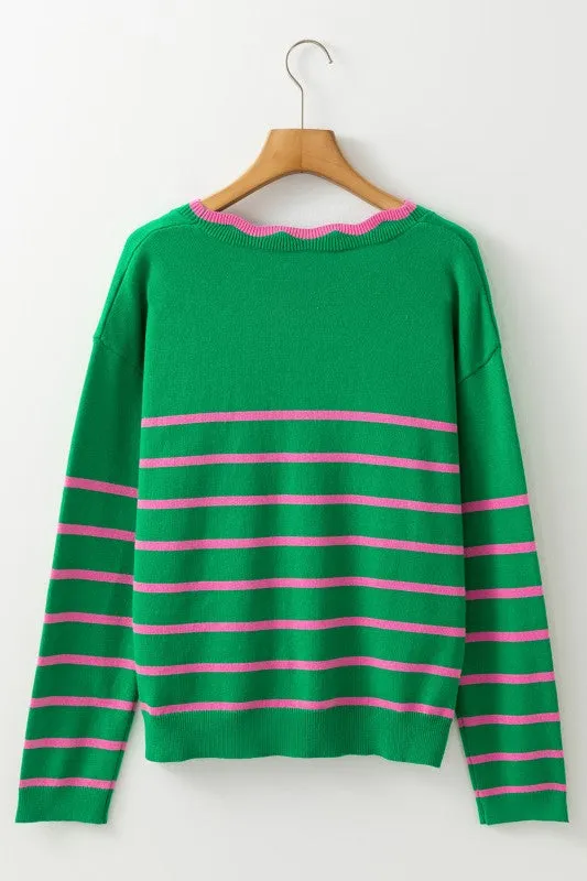 Stripe Cute Bow Detail Sweater Knit Cardigan sold by Charming Charlie product image thumbnail 4