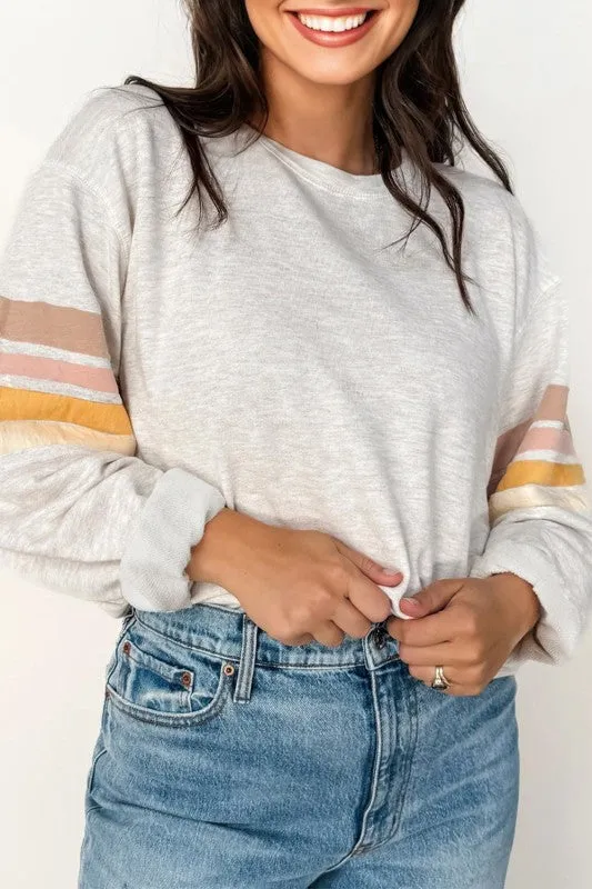 Stripe Patchwork Drop Shoulder Sweatshirt sold by Charming Charlie