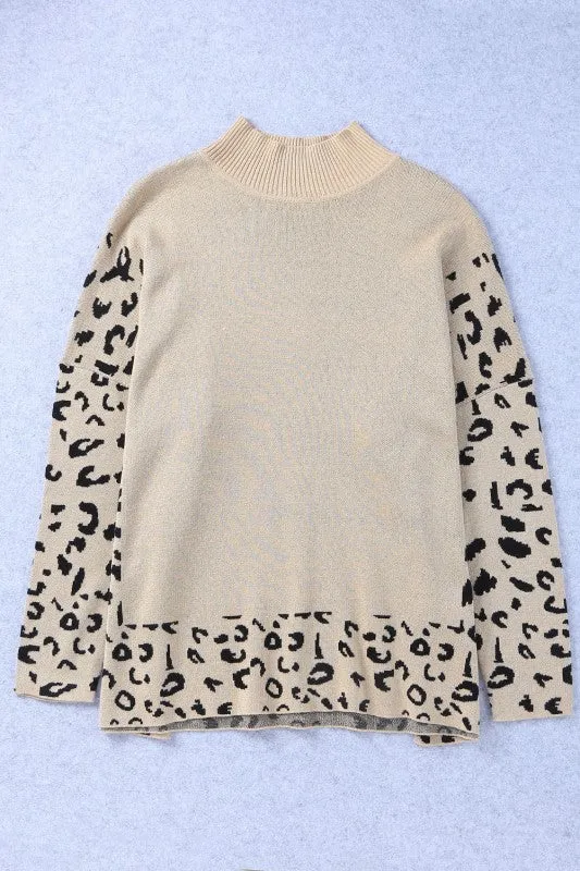 Leopard Mock Neck Side Slit Sweater sold by Charming Charlie product image thumbnail 5