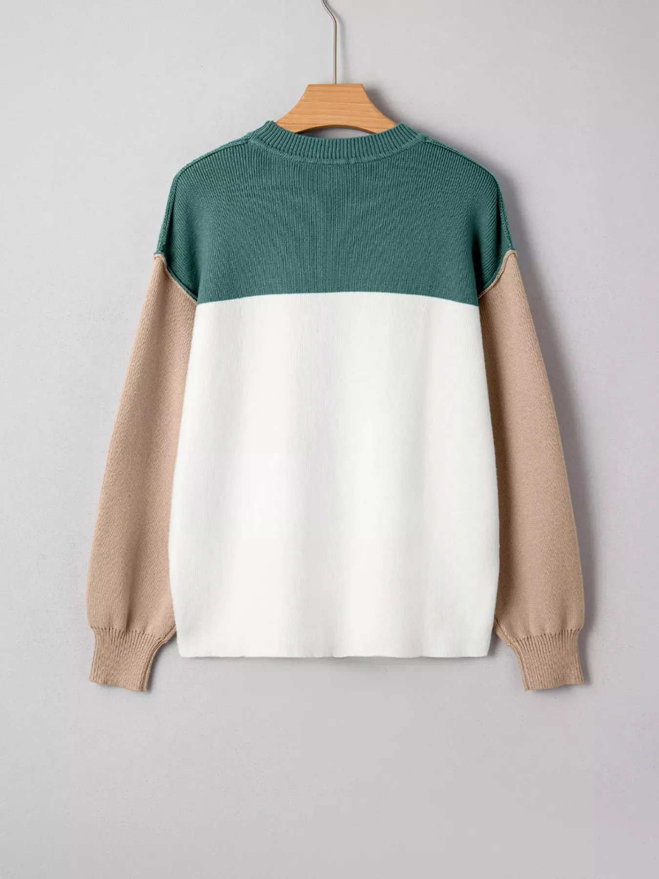 Color Block Plain Ribbed Knit Sweatshirt sold by Charming Charlie product image thumbnail 3
