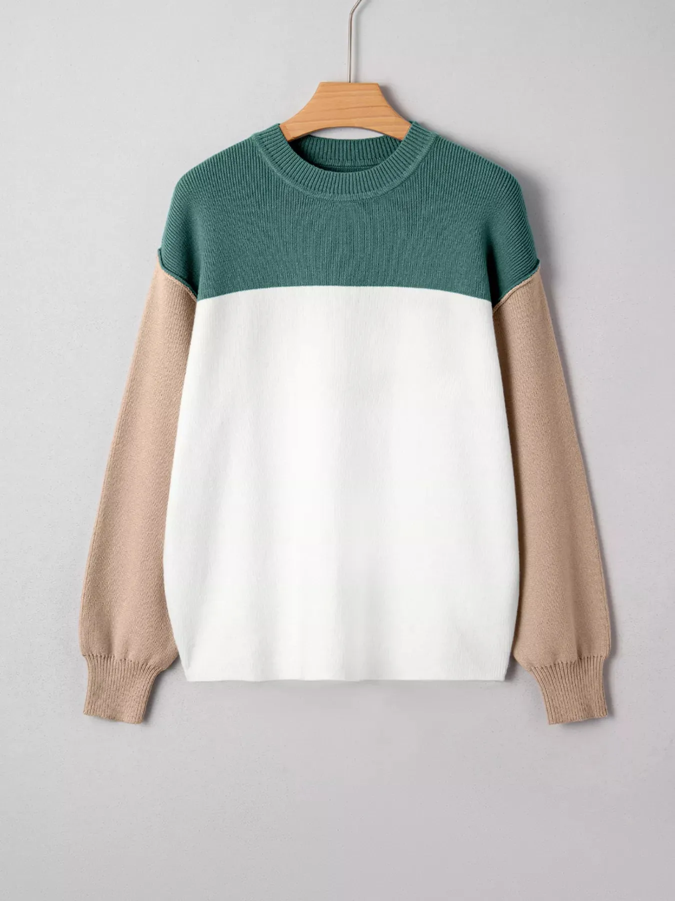 Color Block Plain Ribbed Knit Sweatshirt sold by Charming Charlie product image thumbnail 2