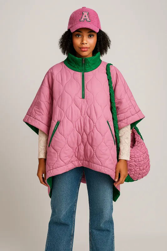 Quilted Puffer Poncho sold by Charming Charlie