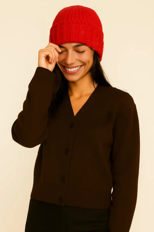 Chunky Ribbed Knit Beanie with Loop Trim (Copy) sold by Charming Charlie