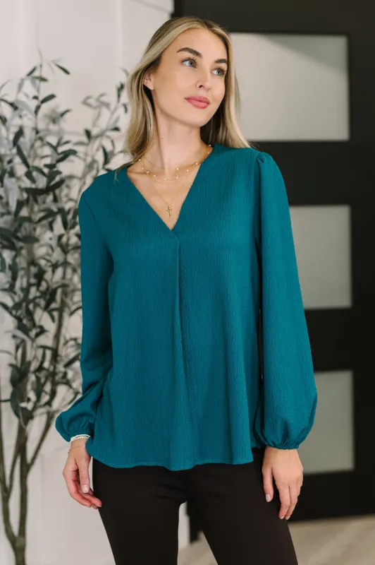Desk to Dinner V-Neck Balloon Sleeve Blouse sold by Charming Charlie