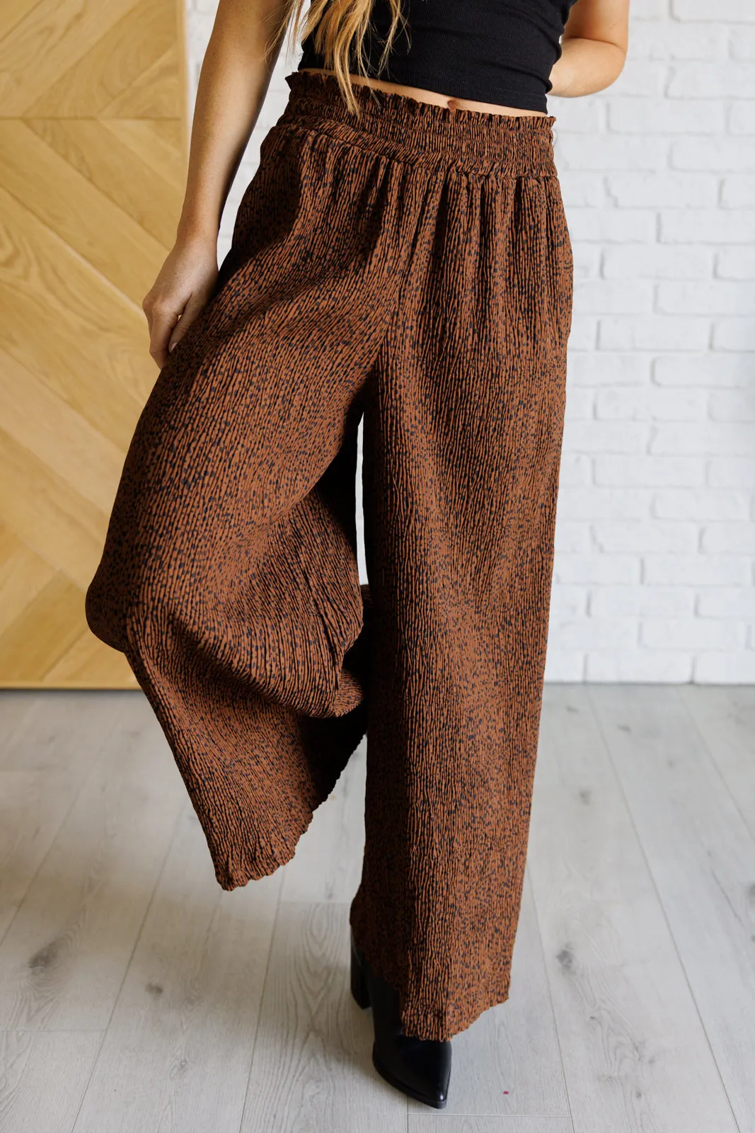 Harmony High Rise Wide Leg Pants in Brown sold by Charming Charlie product image thumbnail 3