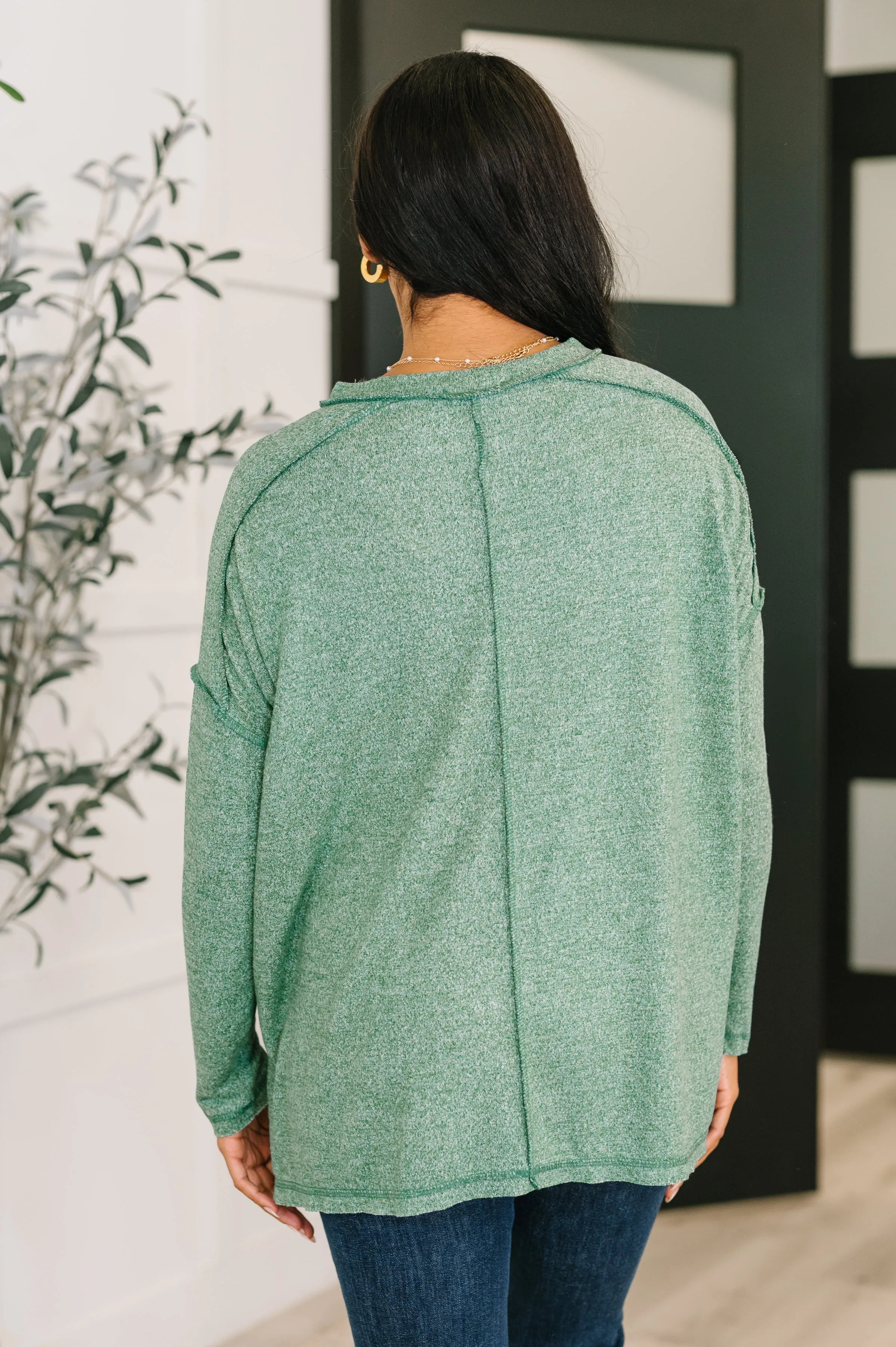 Mellow Mood Heathered Pullover in Dark Green sold by Charming Charlie product image thumbnail 4