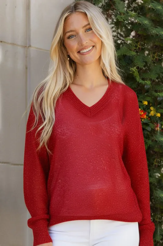 Holiday Shimmers Red Sequins Sweater sold by Charming Charlie
