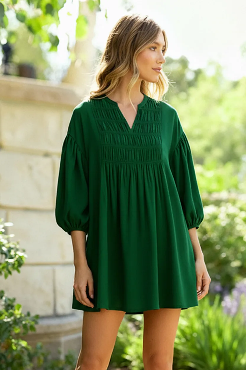 Green with Envy Crepe Smocked Dress sold by Charming Charlie product image thumbnail 2