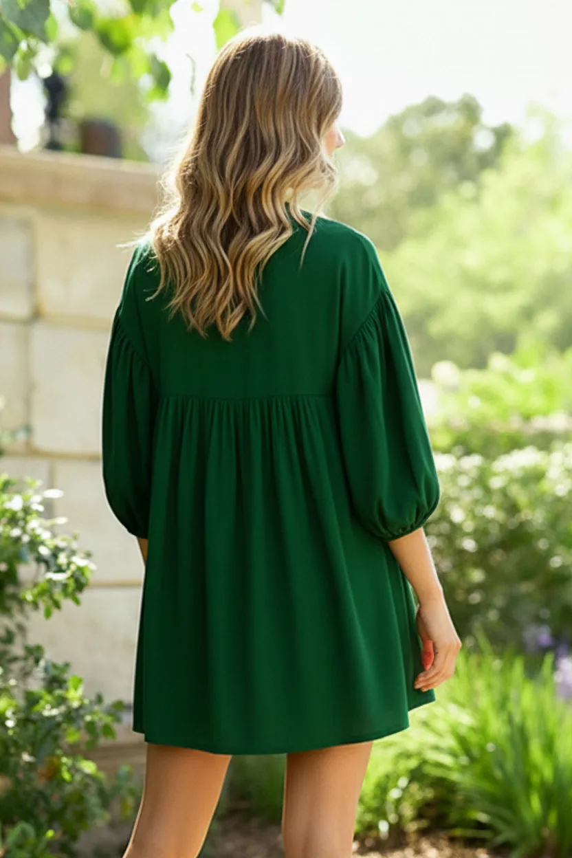 Green with Envy Crepe Smocked Dress sold by Charming Charlie product image thumbnail 3