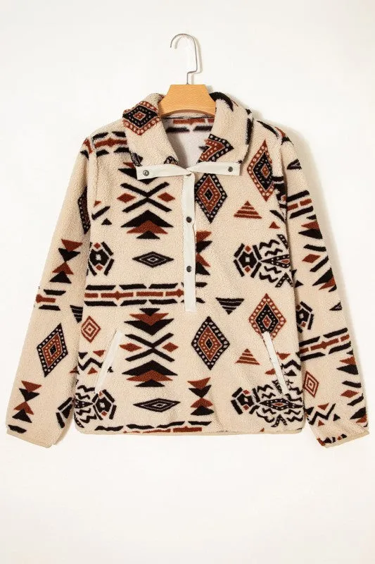 Western Aztec Fleece Half Zip Sweatshirt sold by Charming Charlie product image thumbnail 5