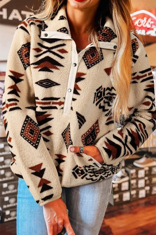 Western Aztec Fleece Half Zip Sweatshirt sold by Charming Charlie product image thumbnail 2
