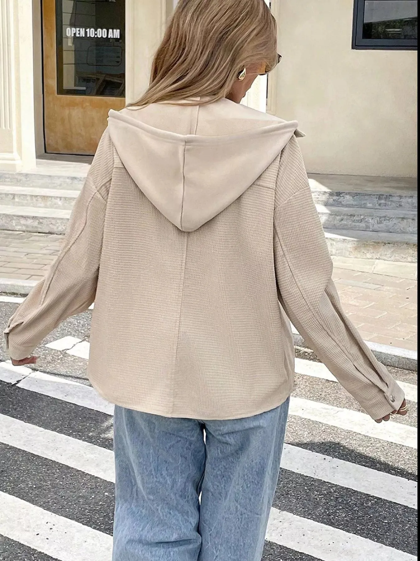 Thermal Knit Textured Hooded Jacket sold by Charming Charlie product image thumbnail 4