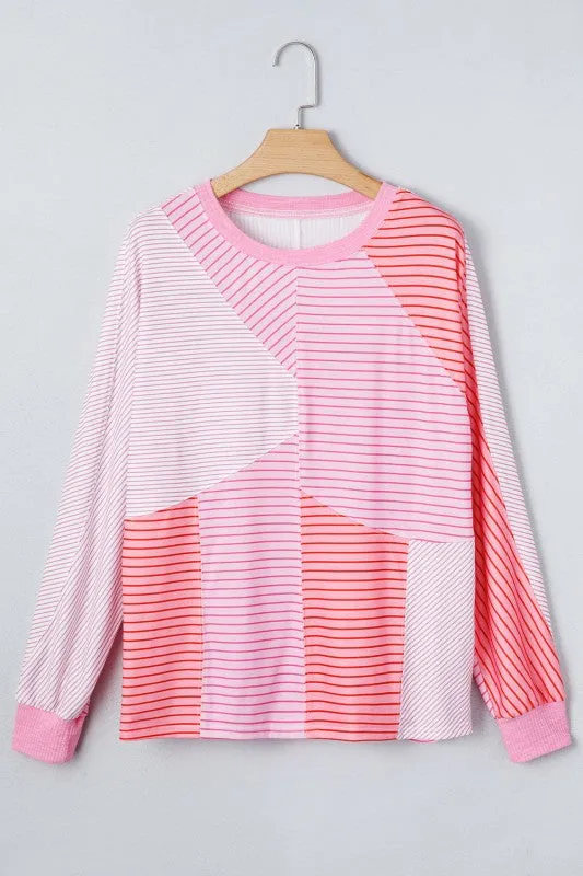 Stripe Colorblock Reverse Seam Long Sleeve Top sold by Charming Charlie product image thumbnail 5