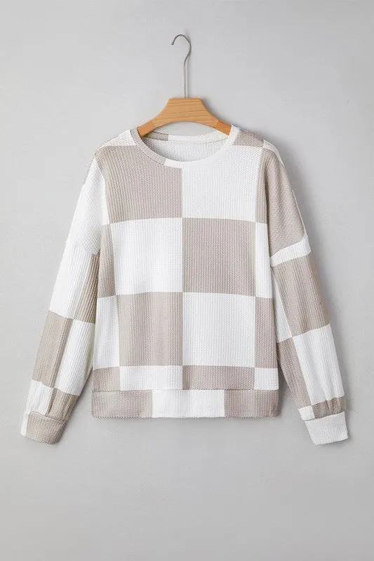Checker Waffle Knit Long Sleeve Top sold by Charming Charlie product image thumbnail 3