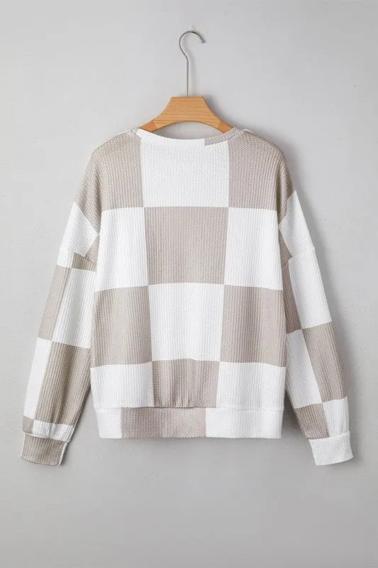 Checker Waffle Knit Long Sleeve Top sold by Charming Charlie product image thumbnail 5