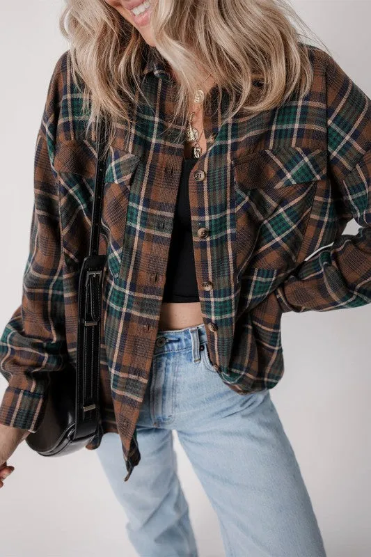 Plaid Button-Up Chest Pocket Shacket sold by Charming Charlie product image thumbnail 5