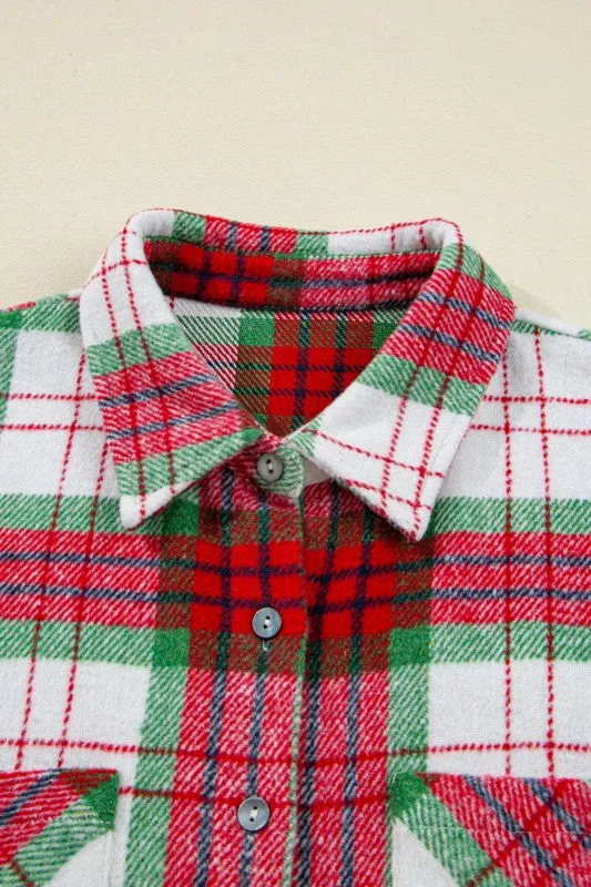 Plaid Flannel Buttoned Christmas Shacket sold by Charming Charlie product image thumbnail 4