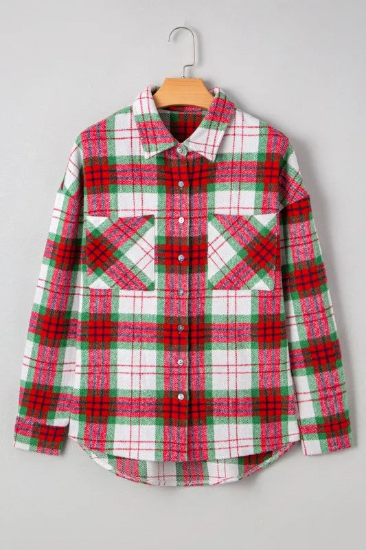 Plaid Flannel Buttoned Christmas Shacket sold by Charming Charlie product image thumbnail 2