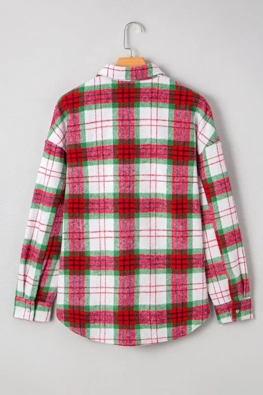 Plaid Flannel Buttoned Christmas Shacket sold by Charming Charlie product image thumbnail 3