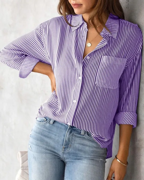 Striped button down shirt sold by Charming Charlie product image thumbnail 5