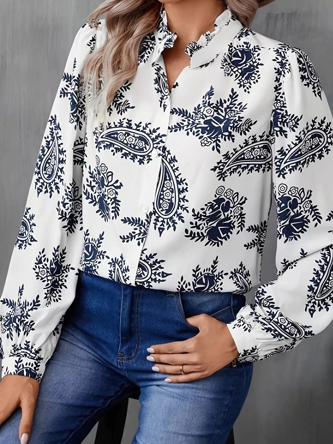 Paisley Print Button Up Shirt sold by Charming Charlie product image thumbnail 3