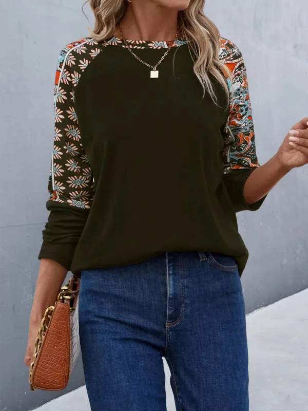 Printed Raglan Sleeve Round Neck T-Shirt sold by Charming Charlie