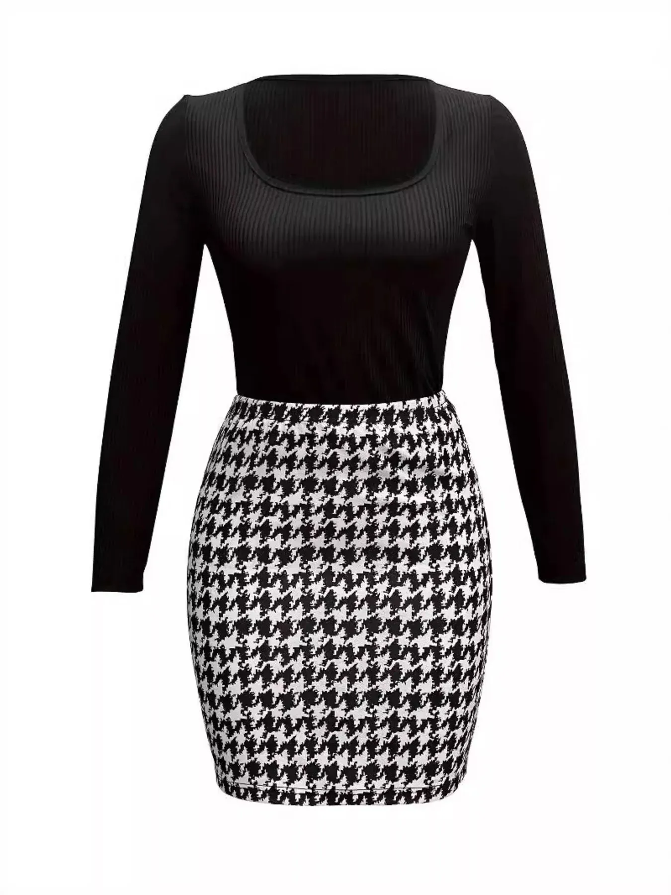 Long Sleeve Top and Houndstooth Skirt Set sold by Charming Charlie product image thumbnail 4