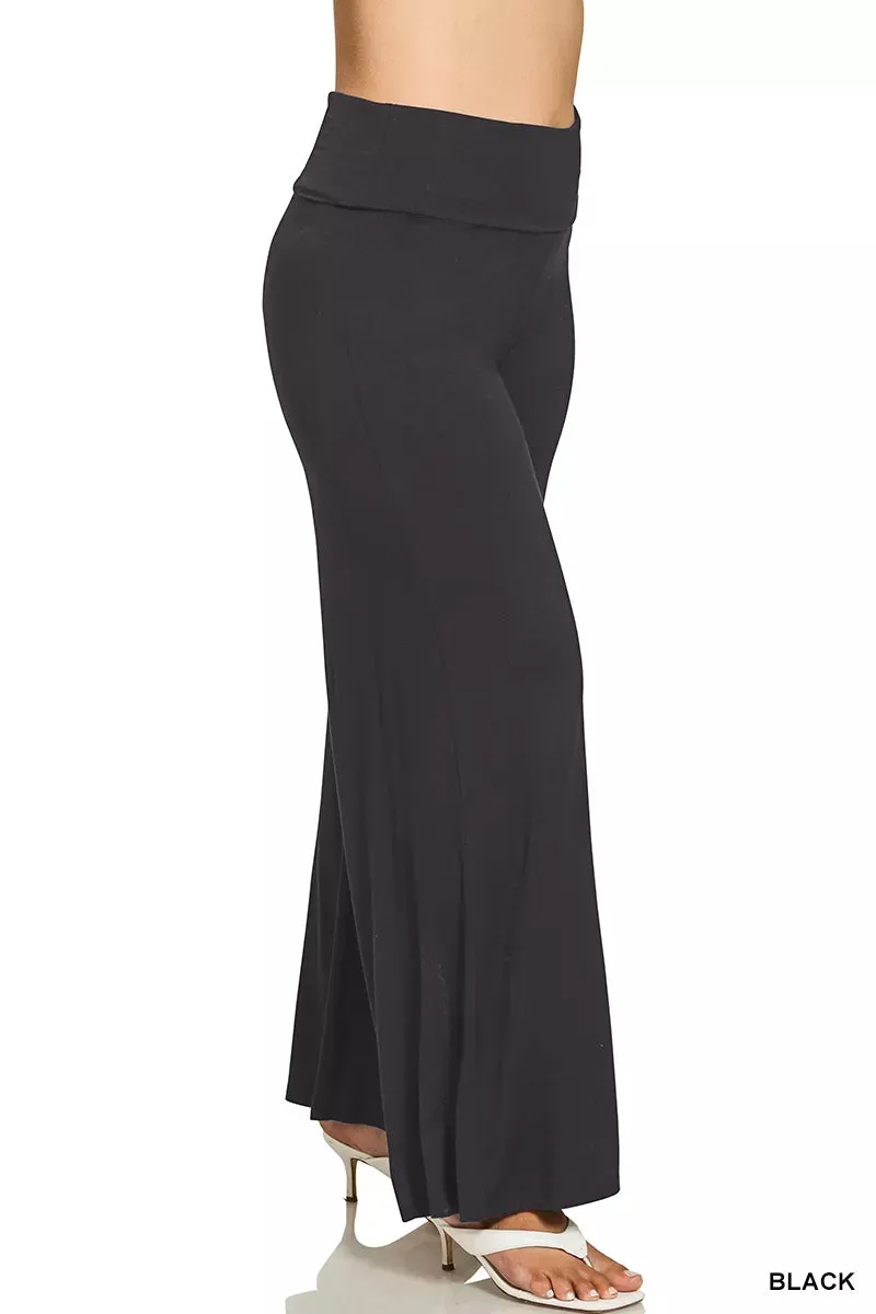 Zenana Full Size Fold Over Waist Comfy Wide Leg Pants Plus Size sold by Charming Charlie product image thumbnail 5