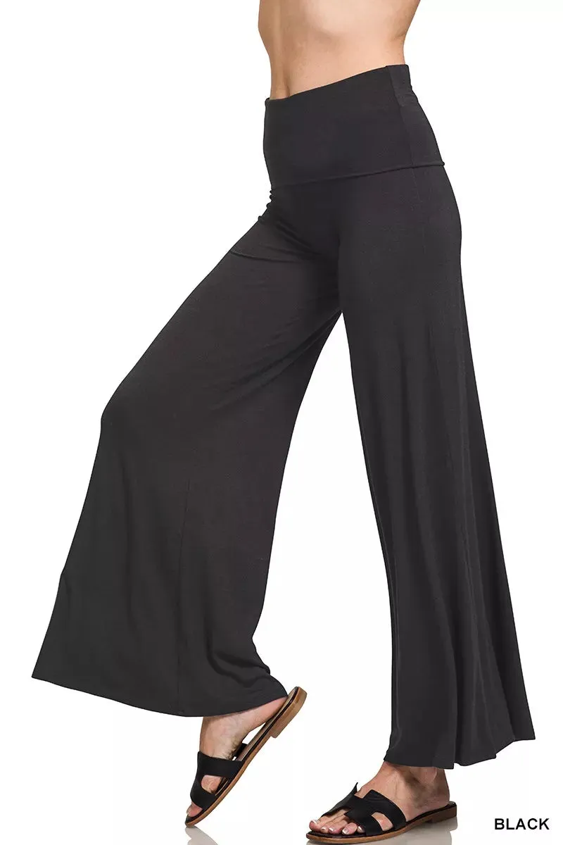 Zenana Full Size Fold Over Waist Comfy Wide Leg Pants Plus Size sold by Charming Charlie product image thumbnail 2