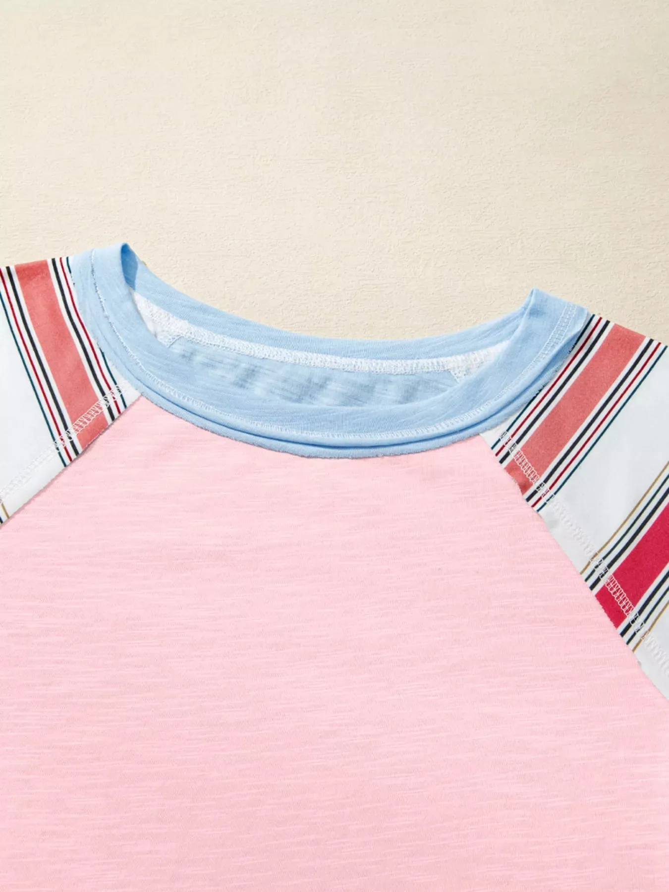 Color Block Round Neck Exposed Seam Patchwork Striped Long Sleeve Top sold by Charming Charlie product image thumbnail 5