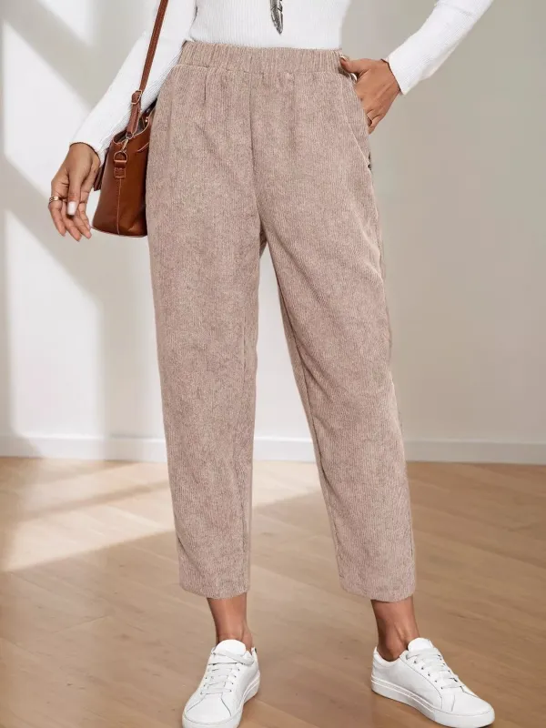 Corduroy Elastic Waist Cropped Pants sold by Charming Charlie