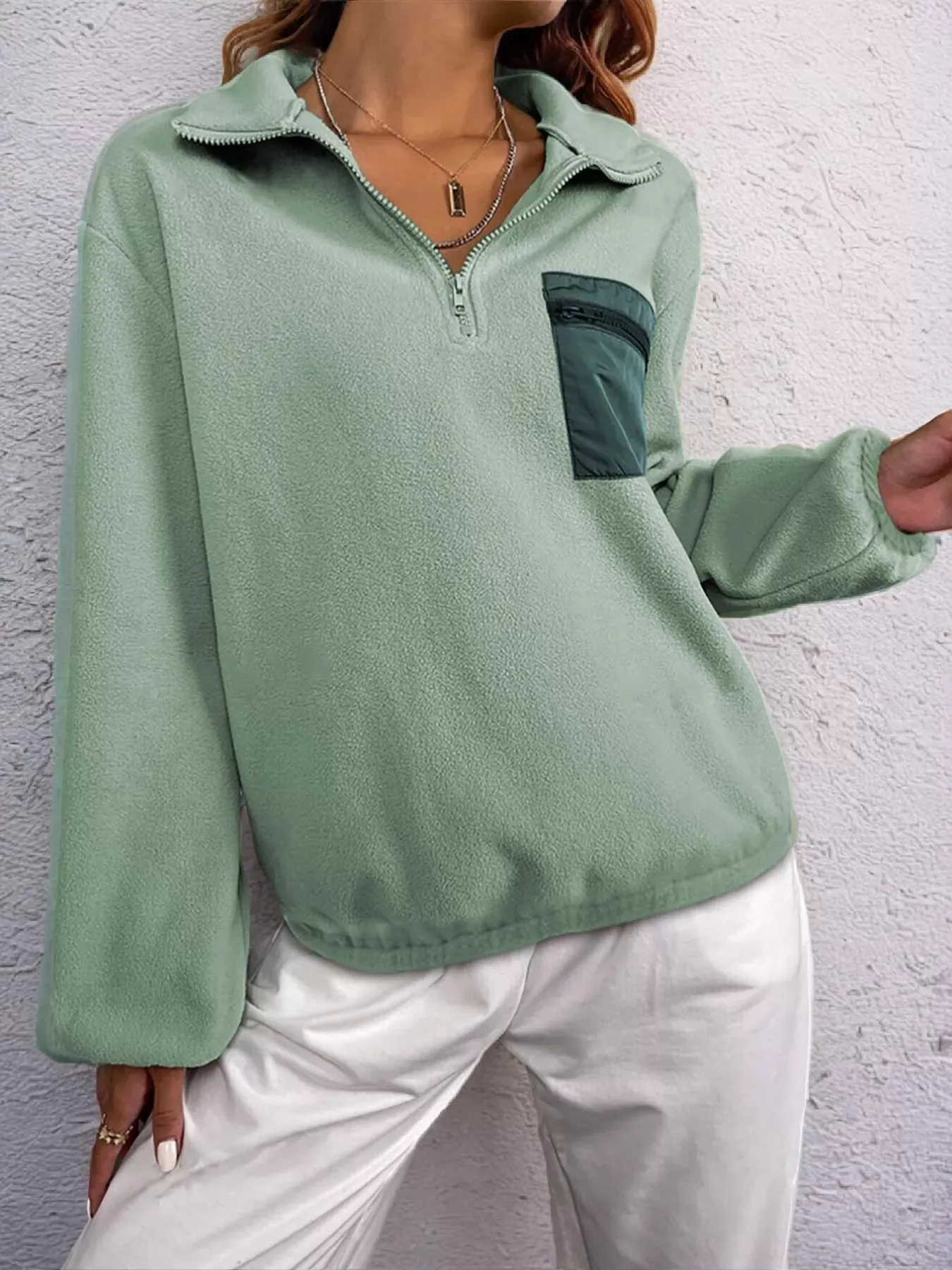 Half Zip Dropped Shoulder Sweatshirt sold by Charming Charlie product image thumbnail 2